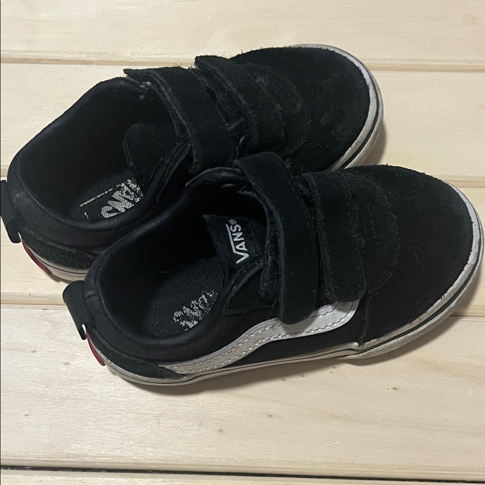 Vans Toddler Black and White Velcro Sneakers